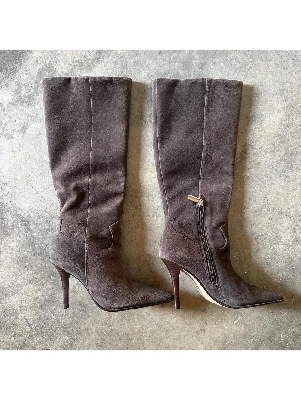 Steve Madden Wescot Brown Suede Knee High Boots Pointed Toe Stiletto Size 6M